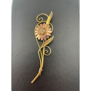 Van‎ Dell Sterling & 12K Gold Filled Floral Spray Brooch 1940s Vintage retro era